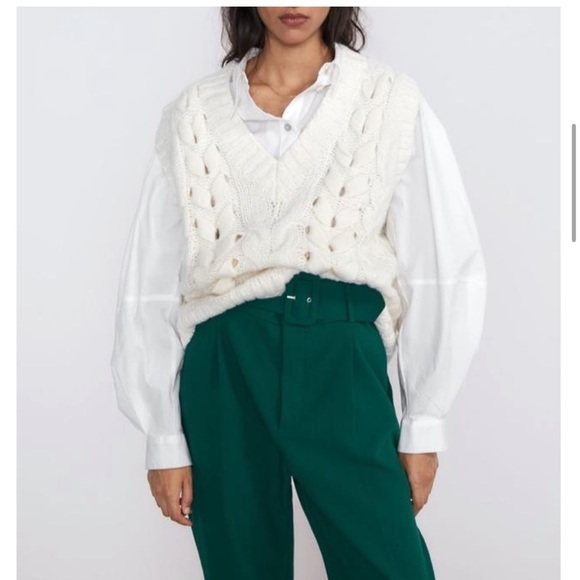 ZARA High Waisted Belted Trousers - Picture 5 of 9